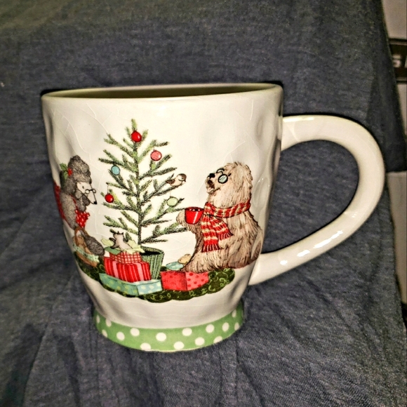 Christmas Morning Pups Pier 1 ceramic mug